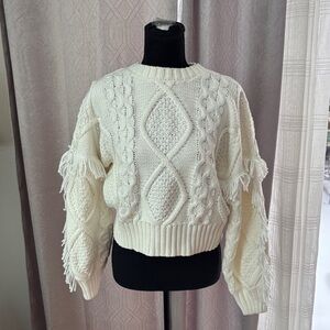 Industry Elegant Ivory Cable Knit Sweater
